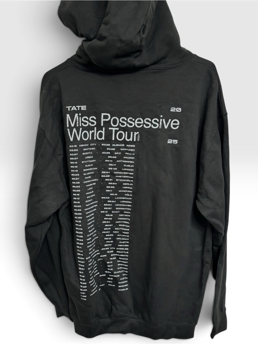 Tate McRae Miss Possessive World Tour 2025 Black Graphic Hoodie Size M - Picture 3 of 5